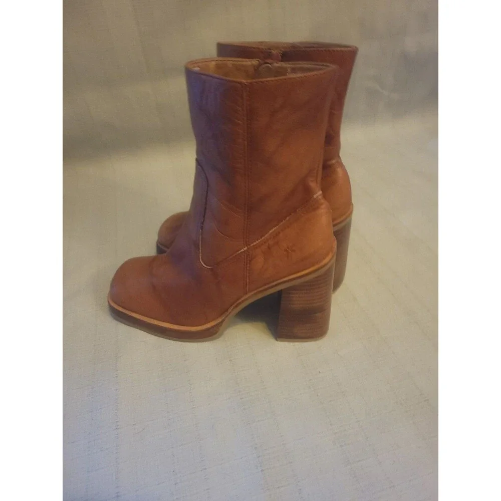 Vintage Rare Y2K Frye Karma Zip Brown Size 8 Patina Leather - Picture 7 of 11